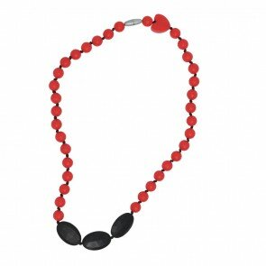 Bijtbare ketting Jackie zwart-rood - Smartmama
