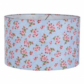 Hanglamp Rond Lichtblauw met roosjes - Little Dutch