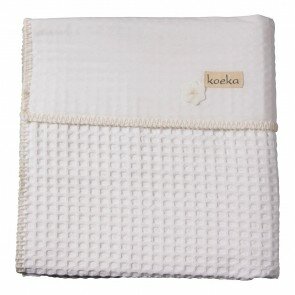 Wiegdeken Wafel met flanel Antwerp White / White - Koeka