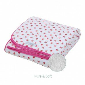 Ledikantdeken Pure&Soft Wit met kleine roosjes - Little Dutch