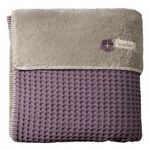 Ledikantdeken Wafel met teddy Oslo Aubergine / Soft Grey - Koeka