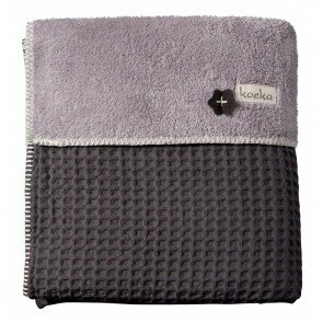 Ledikantdeken Wafel met teddy Oslo Dark Grey / Soft Grey - Koeka