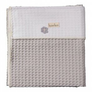 Wiegdeken Wafel met flanel Antwerp Silver Grey / White - Koeka