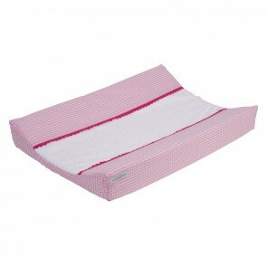 Aankleedkussenhoes Roze klein ruitje met fuchsia kantje - Little Dutch
